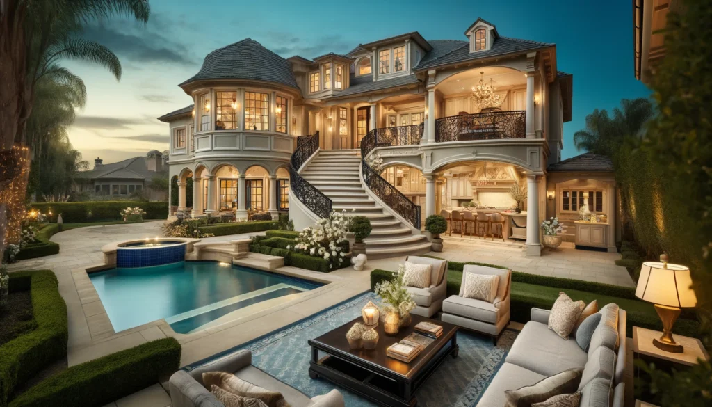 Elegant estate in Olde Carlsbad with a grand two-story design.